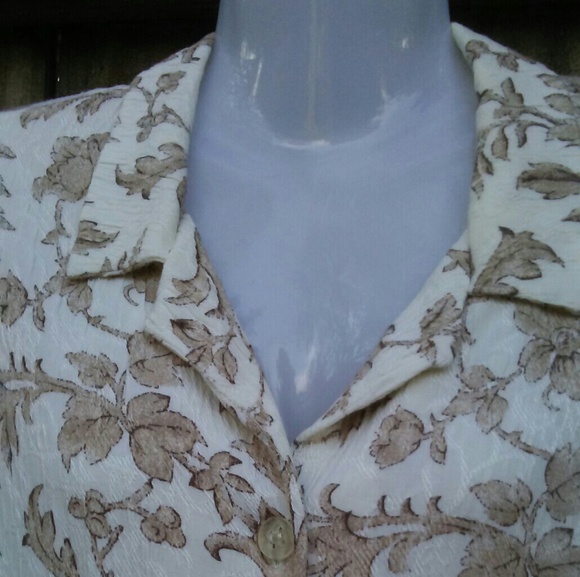 Vintage Pinup Retro Rose Floral Gold 1990s Blouse - Picture 3 of 8